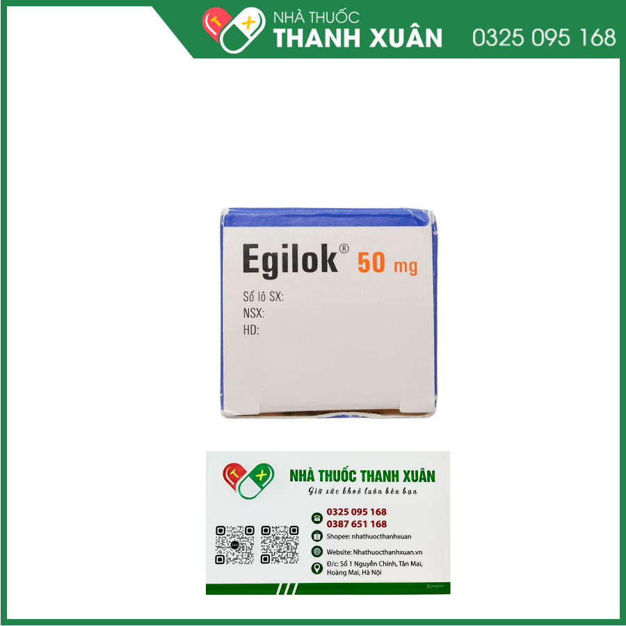 Egilok 50mg điều trị tăng huyết áp, đau thắt ngực